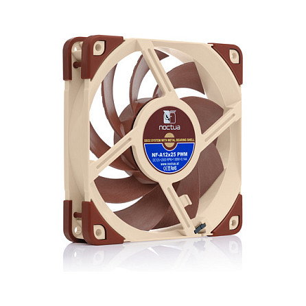 NOCTUA NF-A12X25 5V PWM Ventilador de PC 120mm, 2000 RPM, Flujo de Aire 102,1 m³/h, 22.6 dB, Beige/Rojo, Incluye Adaptador LNA y Tornillos