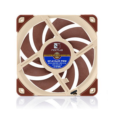 NOCTUA NF-A12X25 5V PWM Ventilador de PC 120mm, 2000 RPM, Flujo de Aire 102,1 m³/h, 22.6 dB, Beige/Rojo, Incluye Adaptador LNA y Tornillos
