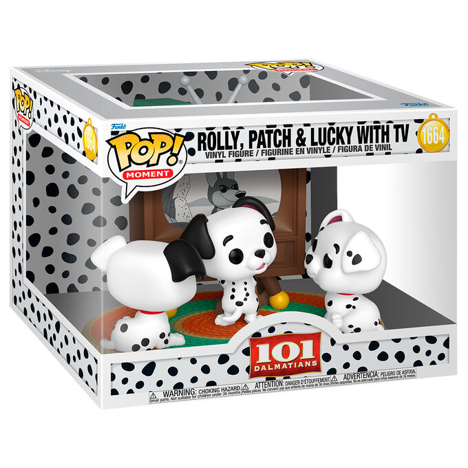 FUNKO Figura POP Moment Disney 101 Dálmatas Rolly, Patch & Lucky con TV