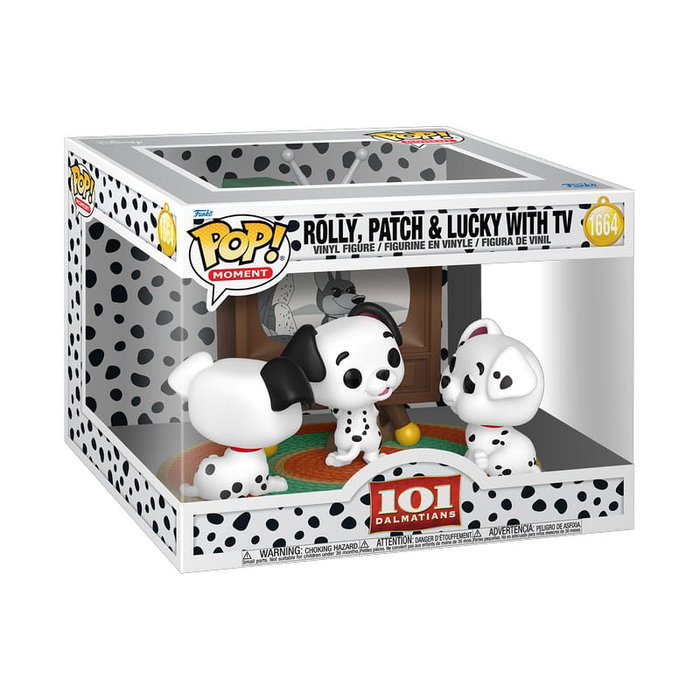 FUNKO Figura POP Moment Disney 101 Dálmatas Rolly, Patch & Lucky con TV