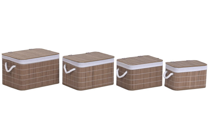 DKD Home Decor Set de 4 Cestas de Bambú Marrón DKD Home Decor Set de 4 Cestas de Bambú Marrón