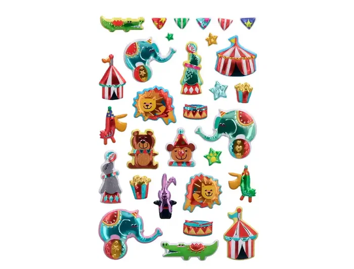 Imaginovo Pegatinas Kids Circo Goma Eva 190x105 mm con Relieve, Adhesivos Infantiles para Decorar