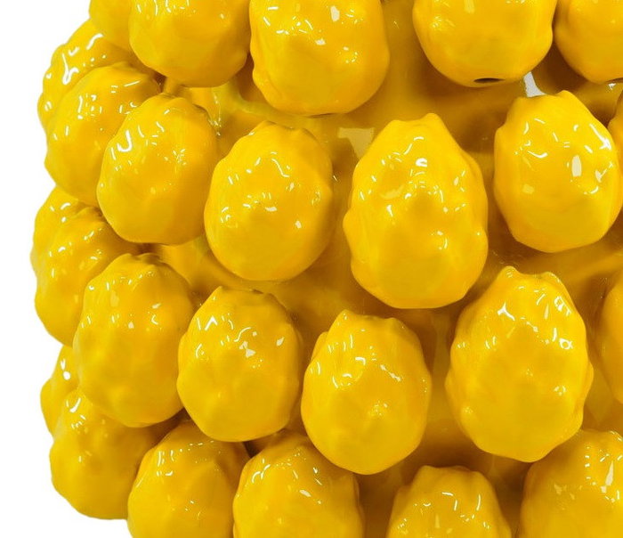 DKD Home Decor Jarrón de Gres Pitahaya Amarillo