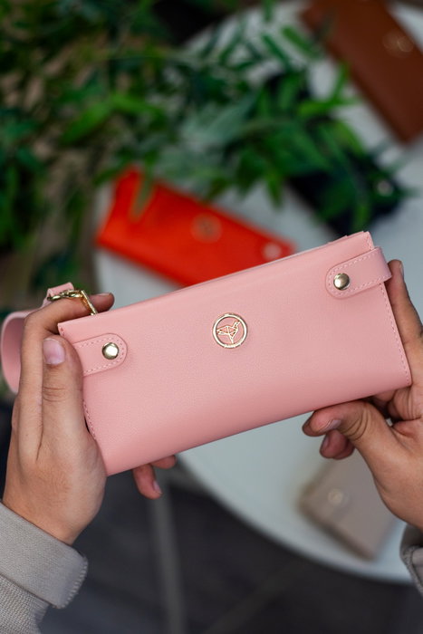 Zoozie Bags Cartera Mujer Color Polvo 100% Cuero PU Elegante y Sofisticada para Uso Diario