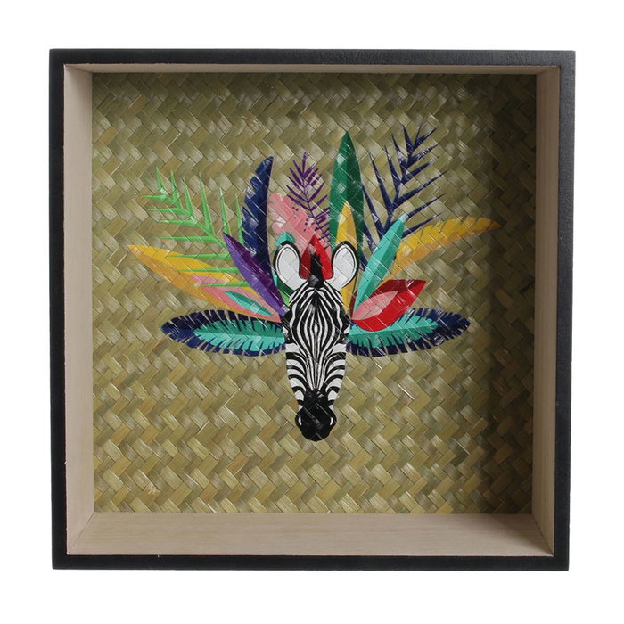 Home Deco Factory Juego 2 Estantes Exotic Sauvage Madera Estampados Tropicales