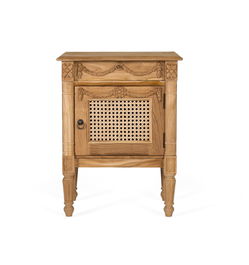 GINER Y COLOMER Mesita de Madera Maciza de Teca con Cajón y Puerta, Acabado Natural