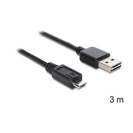 DeLOCK Cable USB 2.0 A a Micro-B Macho 3 Metros Negro - Referencia: DELOCK EASY USB 2.0-A > Micro-B S
