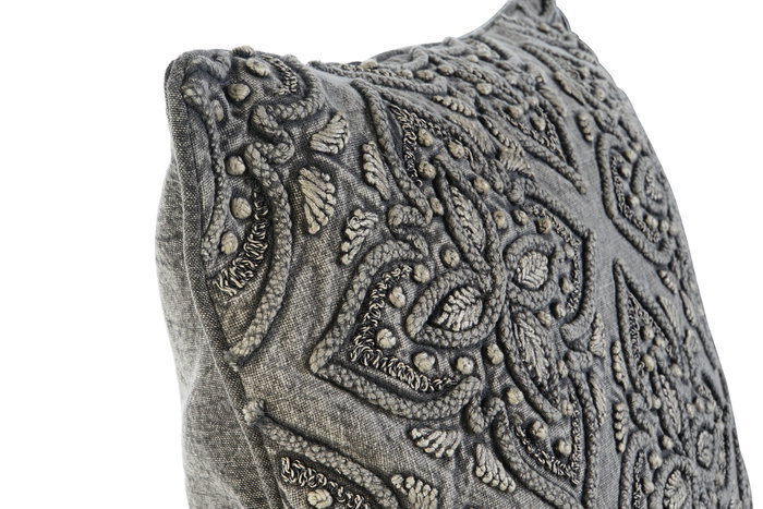 DKD Home Decor Cojin Gris Claro 50 x 50 x 15 cm (2 Unidades) Algodon Polyester