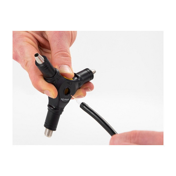 DeLOCK Herramienta de Instalación 4 en 1 para Conectores F, Compatible con Cables RG-6 y RG-59
