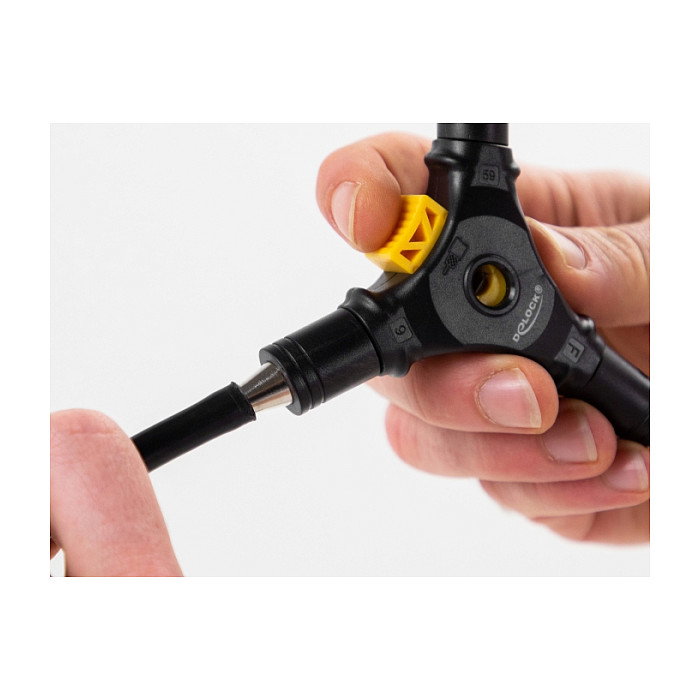 DeLOCK Herramienta de Instalación 4 en 1 para Conectores F, Compatible con Cables RG-6 y RG-59