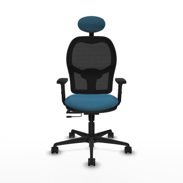 PIQUERAS Y CRESPO Silla de oficina Jorquera con mecanismo Sincro/Traslack, Verde petróleo y Negro