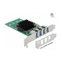 DeLOCK PCIe x4 a 4 USB 3.2 Gen 1 Externos - Tarjeta de Expansión Quad Channel 5 Gbps, Factor de Forma Low Profile, Compatible con Windows y Linux