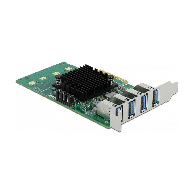 DeLOCK PCIe x4 a 4 USB 3.2 Gen 1 Externos - Tarjeta de Expansión Quad Channel 5 Gbps, Factor de Forma Low Profile, Compatible con Windows y Linux DeLOCK PCIe x4 a 4 USB 3.2 Gen 1 Externos - Tarjeta de Expansión Quad Channel 5 Gbps, Factor de Forma Low Profile, Compatible con Windows y Linux