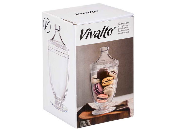 Vivalto Bombonera Tapa Vidrio Transparente 24.6x12.2x12.2 cm Capacidad 1.15 L (Set de 12)