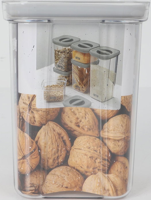 Quttin Tarro Hermetico PET 1100 ml con dimensiones 11.1 cm (ancho) x 15.3 cm (alto) x 11.2 cm (largo) (12 Unidades)