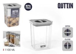 Quttin Tarro Hermetico PET 1100 ml con dimensiones 11.1 cm (ancho) x 15.3 cm (alto) x 11.2 cm (largo) (12 Unidades)