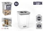 Quttin Tarro Hermetico PET 1100 ml con dimensiones 11.1 cm (ancho) x 15.3 cm (alto) x 11.2 cm (largo) (12 Unidades)