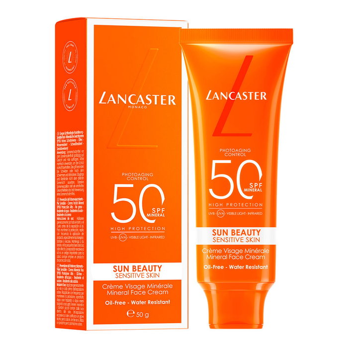 Lancaster SUN BEAUTY Crema Facial Mineral SPF50 Piel Sensible 30 ml con Protección de Amplio Espectro