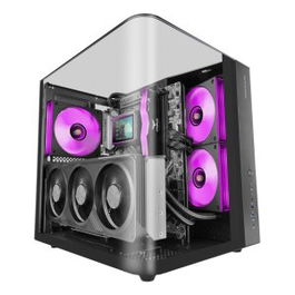 Mars Gaming Caja PC Gaming ATX Midi Tower MC-INFINIOLITE Negra con Cristal Templado Curvo, Estructura Doble Cámara, Compatible con Placa ATX, sin Ventiladores