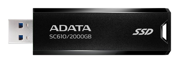 ADATA SSD Externo SC610 2TB SC610-2000G-CBK/RD USB-A 3.2 Gen 2, 10 Gbit/s, 550 MB/s, Negro