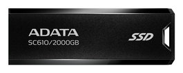 ADATA SSD Externo SC610 2TB SC610-2000G-CBK/RD USB-A 3.2 Gen 2, 10 Gbit/s, 550 MB/s, Negro