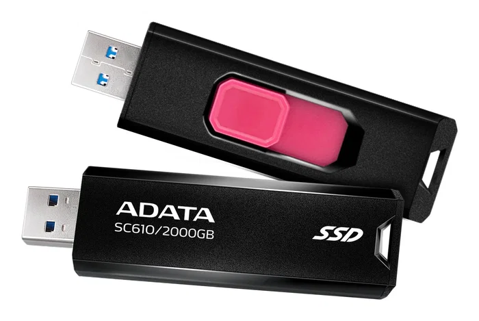ADATA SSD Externo SC610 2TB SC610-2000G-CBK/RD USB-A 3.2 Gen 2, 10 Gbit/s, 550 MB/s, Negro