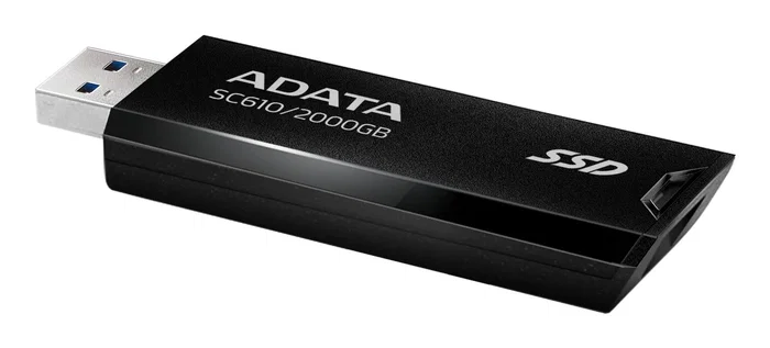 ADATA SSD Externo SC610 2TB SC610-2000G-CBK/RD USB-A 3.2 Gen 2, 10 Gbit/s, 550 MB/s, Negro