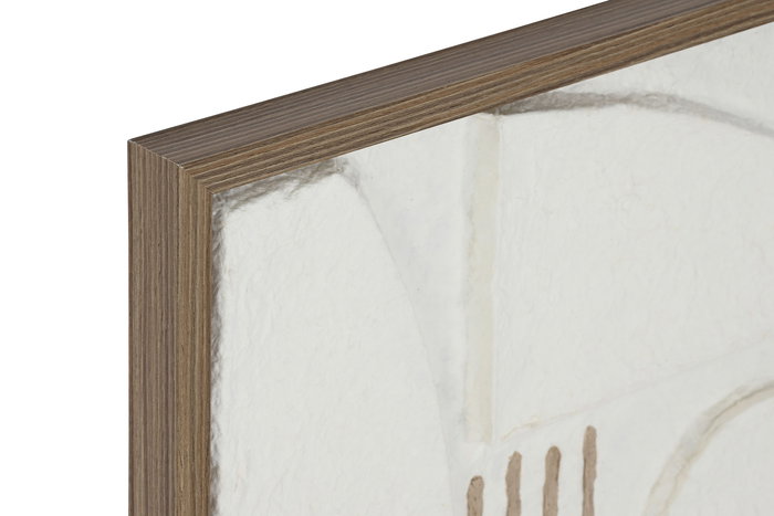 DKD Home Decor Cuadro Abstracto Blanco Natural Papel Mache PS 60 x 40 x 3 cm (4 Unidades)