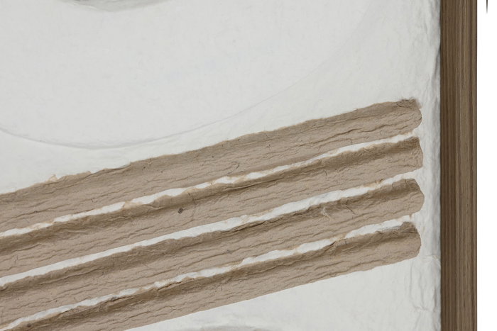 DKD Home Decor Cuadro Abstracto Blanco Natural Papel Mache PS 60 x 40 x 3 cm (4 Unidades)