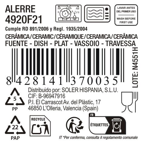 La Mediterranea Fuente Oval Alerre 30.2x13.6x2.6cm