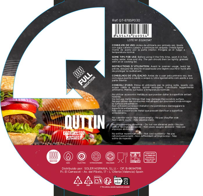 Sartén Quttin 30 cm Aluminio Forjado Full Spiral Inducción (4 Unidades)