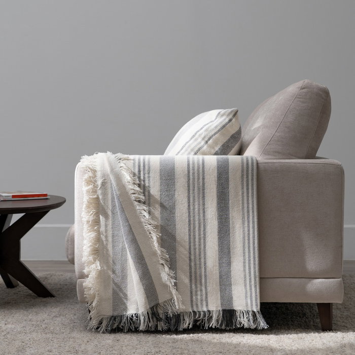 Ixia Colcha de Rayas Beige-gris Algodón 280 x 260 cm Ixia Colcha de Rayas Beige-gris Algodón 280 x 260 cm