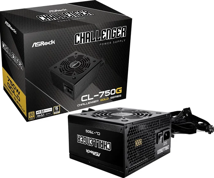 ASRock Challenger CL-750G 750W 80 PLUS Gold ATX PCIe 5.1 Negro ASRock Challenger CL-750G 750W 80 PLUS Gold ATX PCIe 5.1 Negro