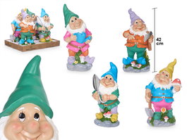 Ibergarden Figura Enano Surtidos Gr 18.5x17x42.5 cm (Set de 4)