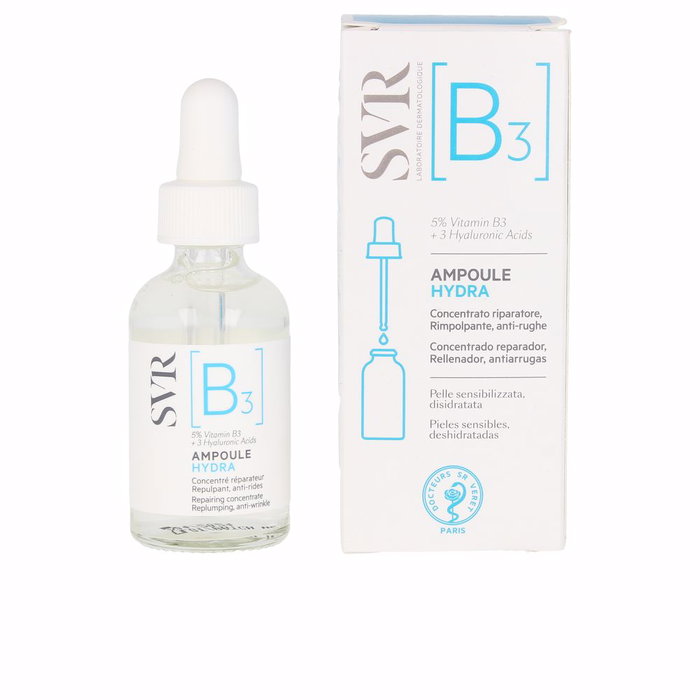 SVR B3 Ampoule Hydra - Sérum Hidratante con 3 Ácidos Hialurónicos para Pieles Secas y Antiedad - 30 ml