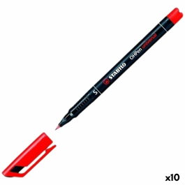 Stabilo Marcador Permanente OHPen Universal Rojo Punta Super Fina 0.4 mm (Set de 10)