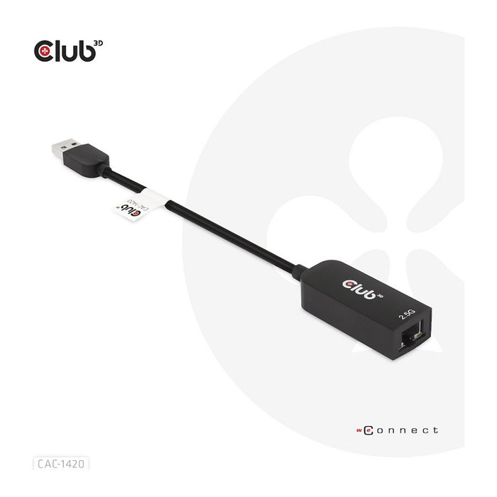 Club 3D CAC-1420 Adaptador USB 3.2 Typ A a RJ45 2.5Gb Negro