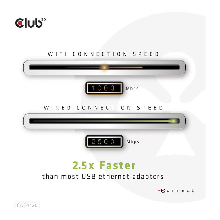 Club 3D CAC-1420 Adaptador USB 3.2 Tipo A a RJ45 2.5Gb Ethernet Negro