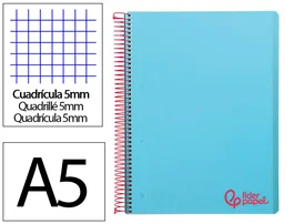 Liderpapel Cuaderno Espiral Micro Wonder A5 120 Hojas Cuadro 5mm Celeste