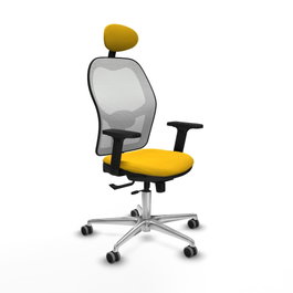 PIQUERAS Y CRESPO Silla de oficina Jorquera con mecanismo Sincro/Traslack, Amarillo y Blanco