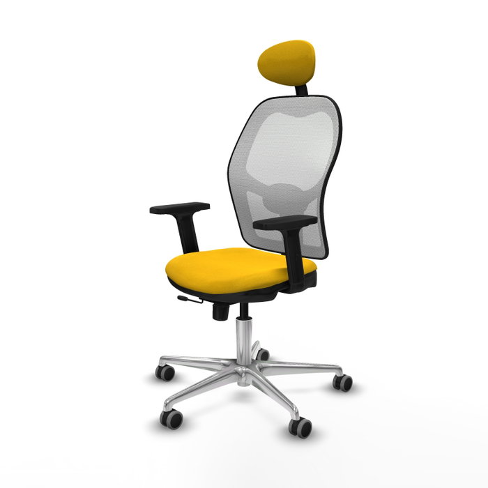 PIQUERAS Y CRESPO Silla de oficina Jorquera con mecanismo Sincro/Traslack, Amarillo y Blanco