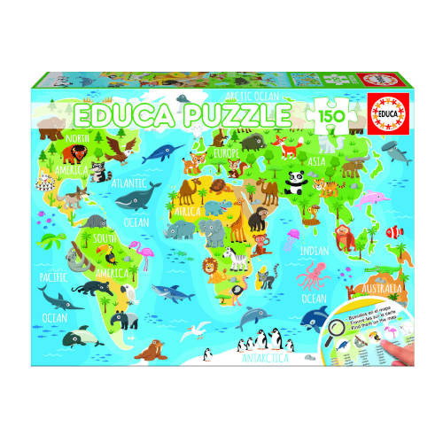 Educa Borrás Puzzle 150 Mapamundi Animales Educa Borrás Puzzle 150 Mapamundi Animales