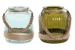 DKD Home Decor Portavelas Mediterraneo Azul Verde 20 x 21 x 18 cm 6 Unidades