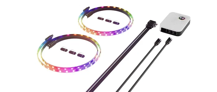 HYTE Tira LED Multicolor Universal LS30 (ACC-HYTE-LS30-B-2NP) con 21 LEDs, Base Adhesiva e Imán, 1m Cable