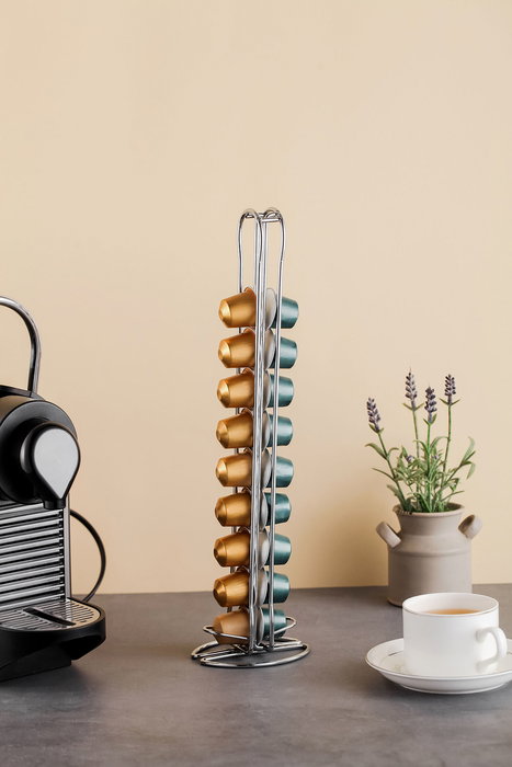 Quttin Soporte Cromado para 20 Cápsulas de Café (9.2 x 9.7 x 36.8 cm) (12 Unidades)