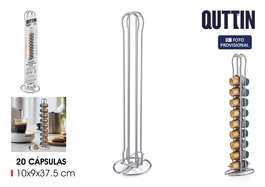 Quttin Soporte Cromado para 20 Cápsulas de Café (9.2 x 9.7 x 36.8 cm) (12 Unidades)