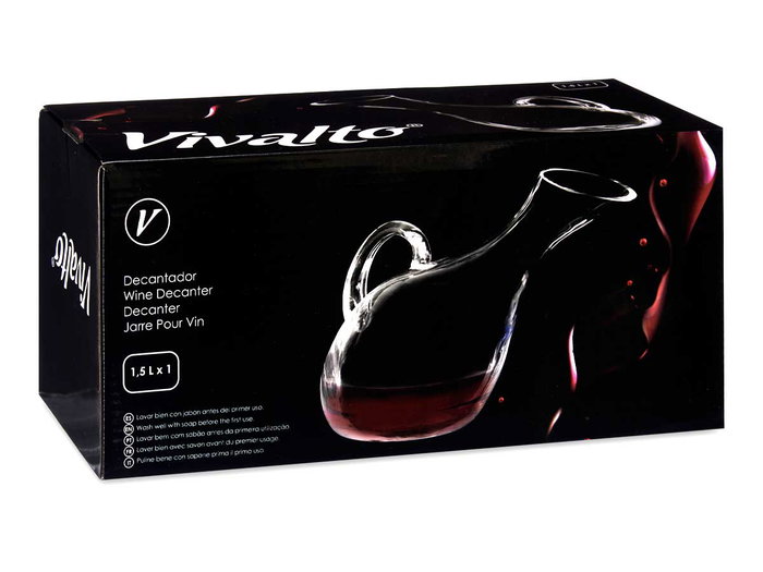 VIVALTO Decantador Inclinado 1,5L Vidrio Transparente 26 x 24.5 x 14.5 cm (Set de 6)