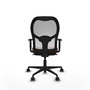 Silla de oficina Jorquera con mecanismo Sincro tapizada con Similpiel color Marrón y malla color Blanco. Equipada con lumbar 1D, Brazos 1D y Ruedas 65mm nailon