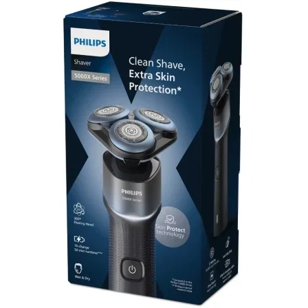 Philips X5006/00 Shaver Series 5000X - Afeitadora Eléctrica Hombre con Cabezal Flexible 360°, Tecnología SkinGlide, Resistencia IPX7, Batería de Litio (50 Min), Negro/Aguamarina