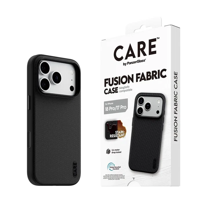 PanzerGlass CARE™ Fusion Fabric Case con MagSafe para iPhone 18 Pro y 17 Pro - Negro